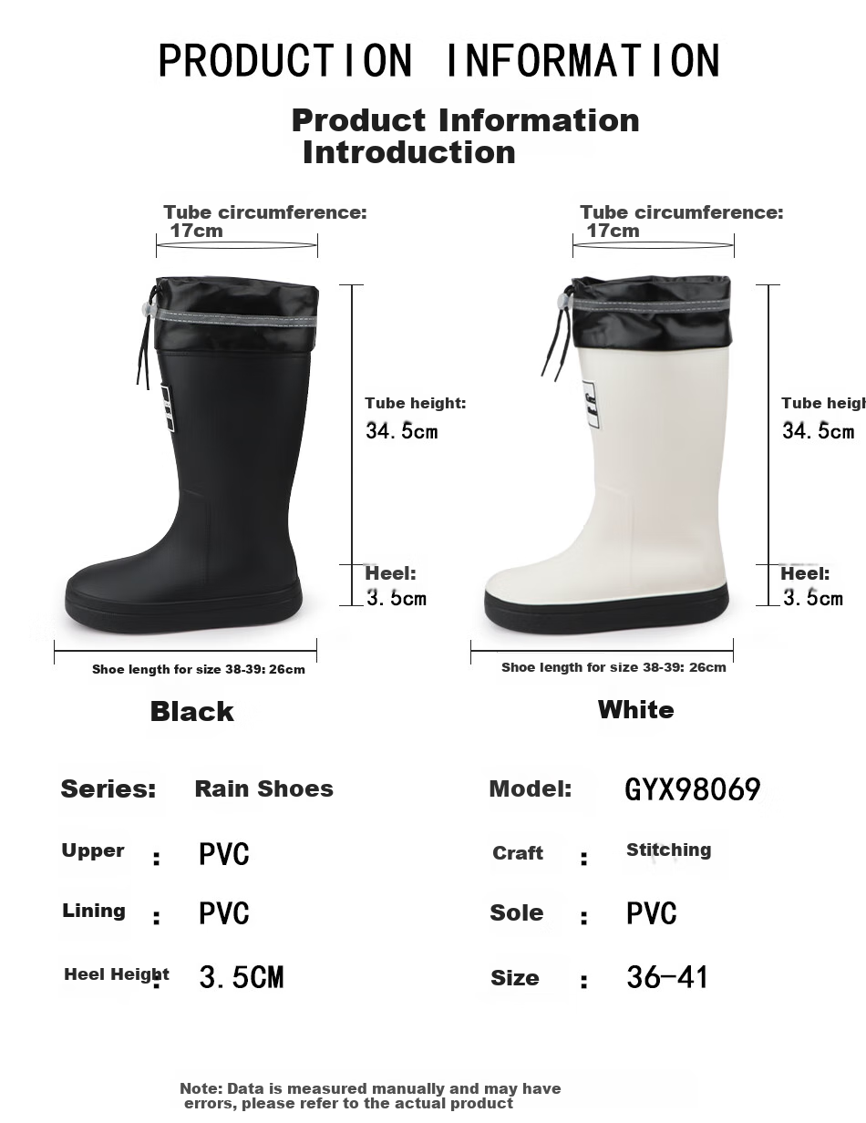 SooGree Women's Rain Boots, High-Top with Drawstring, Waterproof And Wear-Resistant, Outdoor Travel Water Shoes, Dirt-Resistant Rain Boots 4