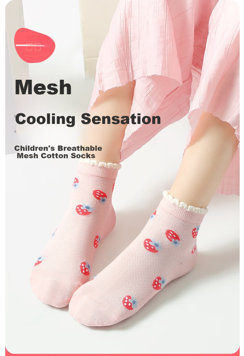 LangSha Children's Socks, Girls' Thin Spring And Summer Mid-Calf Socks, Mesh Breathable, for Older Girls, Students' Short Socks, 6 Pairs 1
