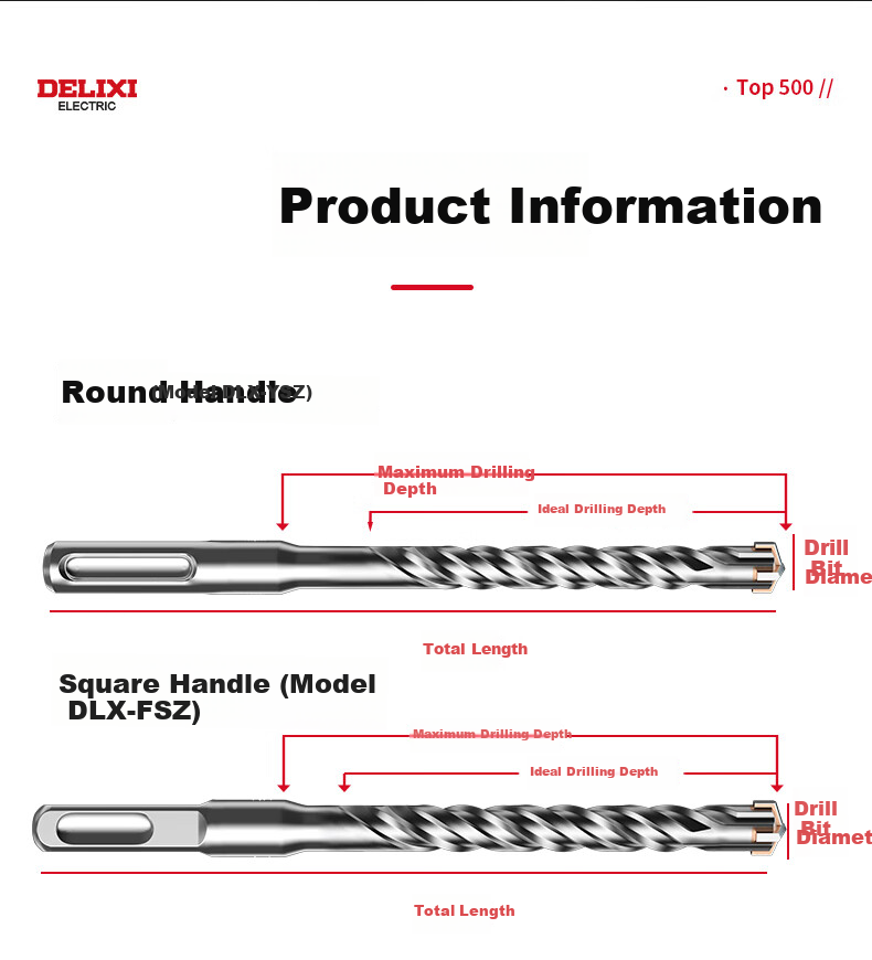 DELIXI ELECTRIC Cross Impact Hammer Drill Bit for Concrete Wall Penetration, Tungsten Steel Alloy Wall Drilling And Hole Making DLX-FSZ8 [8×200] 8