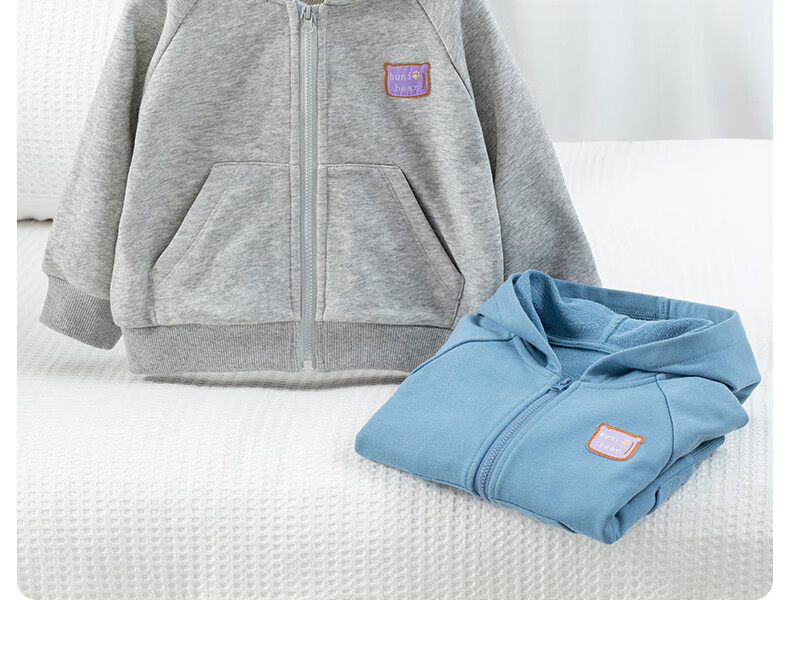 Huanxixiaoxiong Boys' Jacket, Girls' Spring And Autumn Versatile Long-Sleeve Hooded Coat, Children's Solid Color Casual Zipper Baby Clothes 15