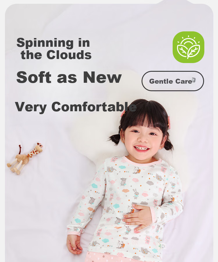YUZHAOLIN Girls' Pajamas Spring Children's Home Wear Set for Young And Older Kids, Pure Cotton All-Season Air Conditioning Clothes, Animal Park Desig 1