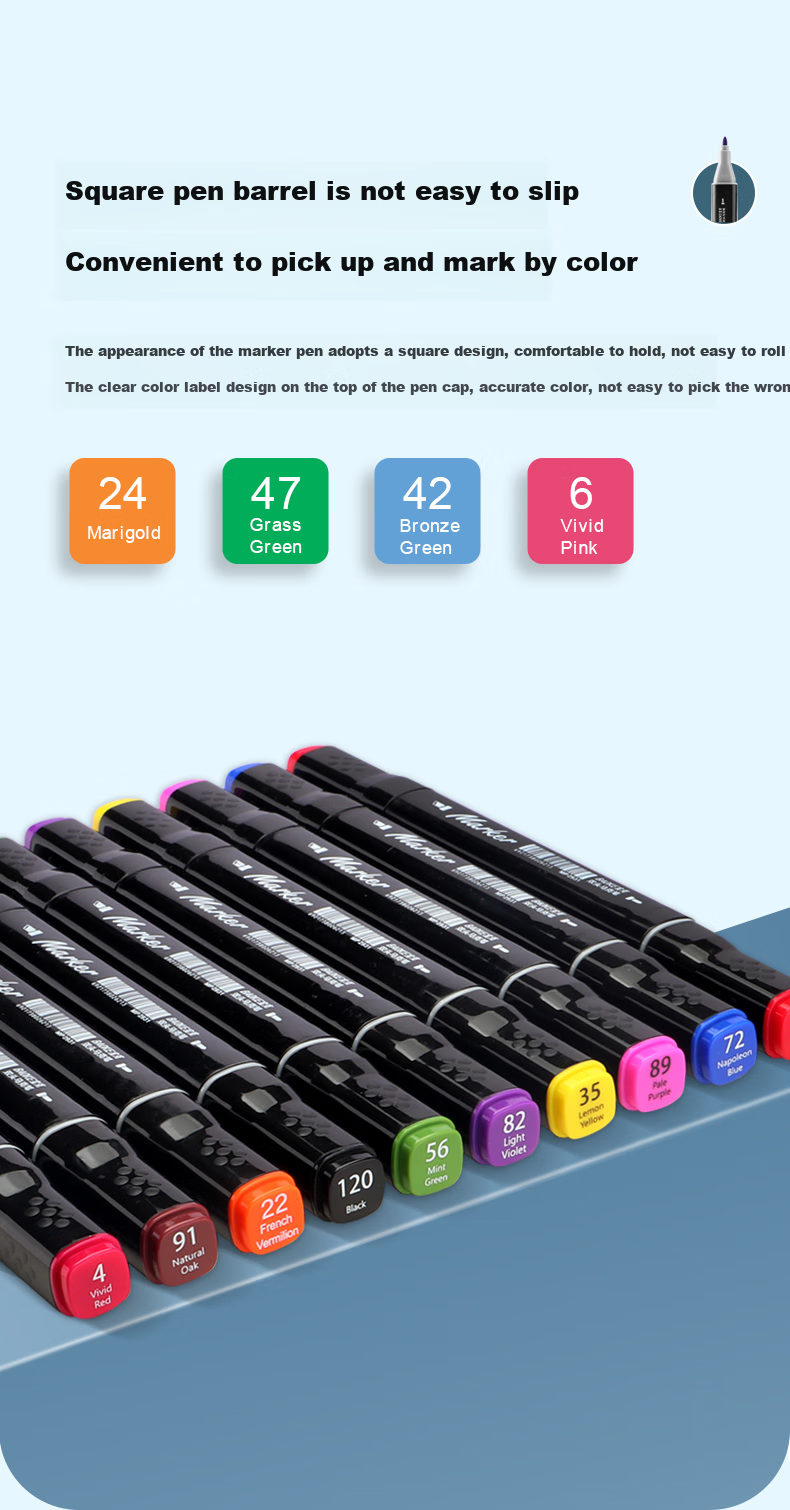BAOKE MP2931-60 Dual-Tip Markers, Alcohol-Based, for Students' Art Drawing, Children's Doodling, Design Pens, 60 Colors, Watercolor Pens for Art Educatio 6