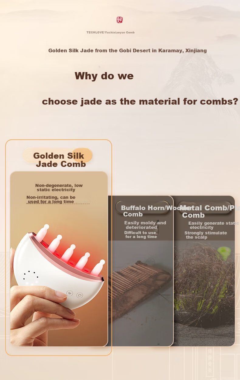 Keaiyuansu Small Moon Comb Gift Box Edition, Red Light Stimulating Comb for Hot Compress Head And Scalp Massage Meridian Comb, Hair Health Comb with Five-Finger Wide Teeth, Mid-Autumn Festival Gift for Parents Or Girlfriend, Practical Present 7