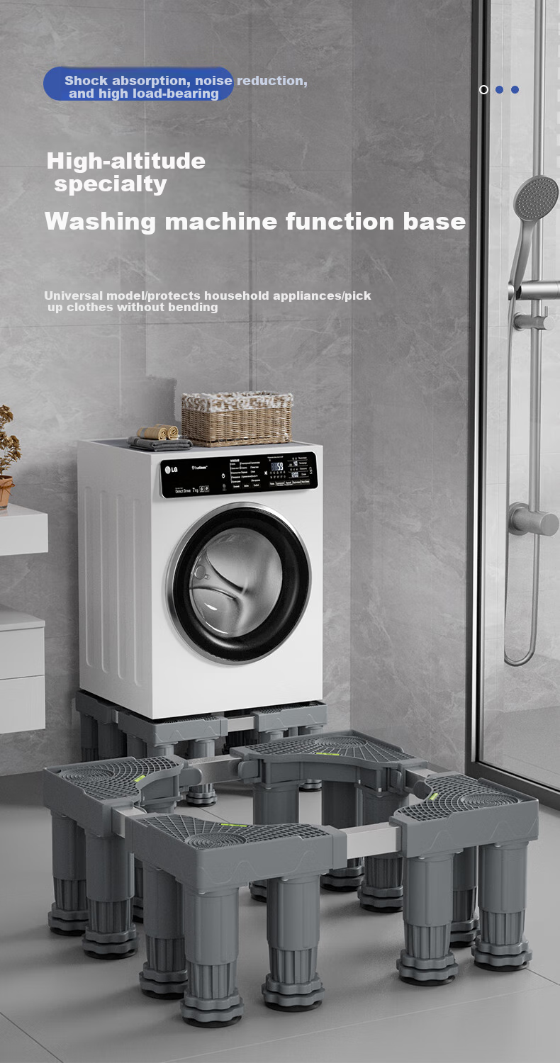 Zhaizhiduo Universal Fully Automatic Washing Machine Anti-Vibration Heightening Base, Shock-Absorbing Non-Slip Movable Washing Machine Accessory Base, Heightened 4-Legged Base 1