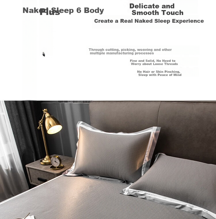 UCHINO HU-HY05L06 Summer Encounter Ice Silk Mat Set of Three Pieces, 180*200cm, Set, Gray 7