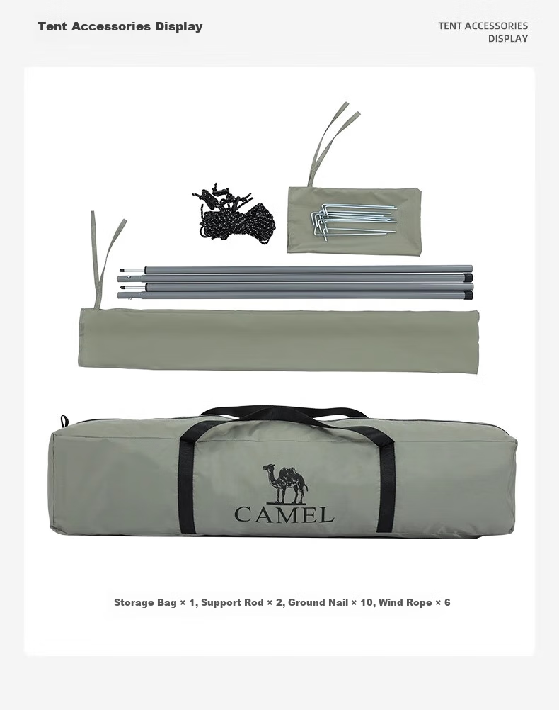 CAMEL Tent, Outdoor Canopy Tent, Silver Coating Sun Protection, Picnic Park Camping Overnight, with Pole Camping Equipment, A027-1B 11