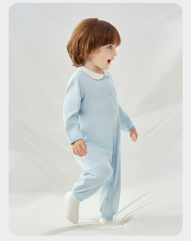 Babycare Baby Romper, Infant Onesie, Embroidered Bodysuit, Long-Sleeve Mid-Cut Crawling Suit, Moonlight White, 73cm 24