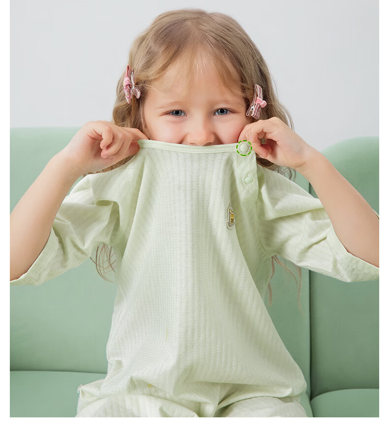Beitaisi Baby Sleepwear, Summer New Thin Pure Cotton Children's Home Sleep Dress, Three-Quarter Sleeve Baby Robe 14