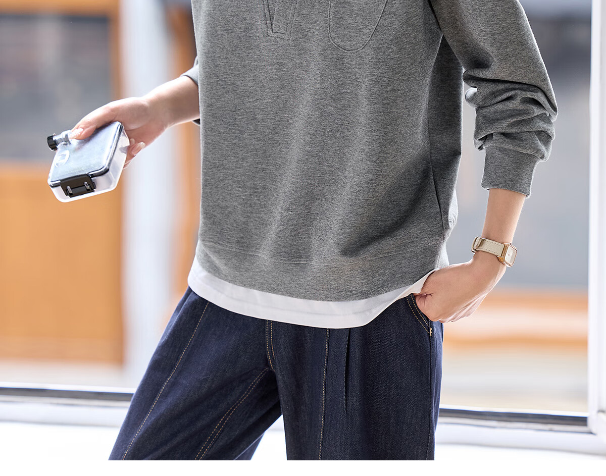PinCai Women's Casual V-Neck Fake Two-Piece Loose Slim Layered Sweatshirt P53W050 31