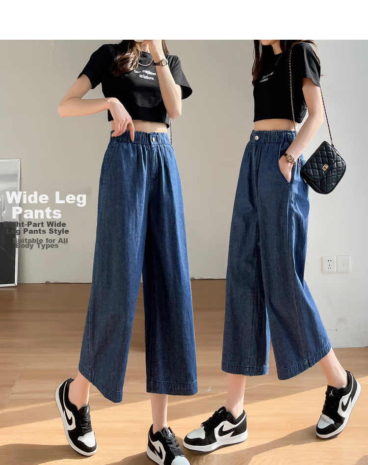 Dme Summer Pure Cotton Women's Casual Pants, Thin Loose-Fit Non-Stretch Wide-Leg Jeans, Straight-Leg Cropped Jeans for Wome 3