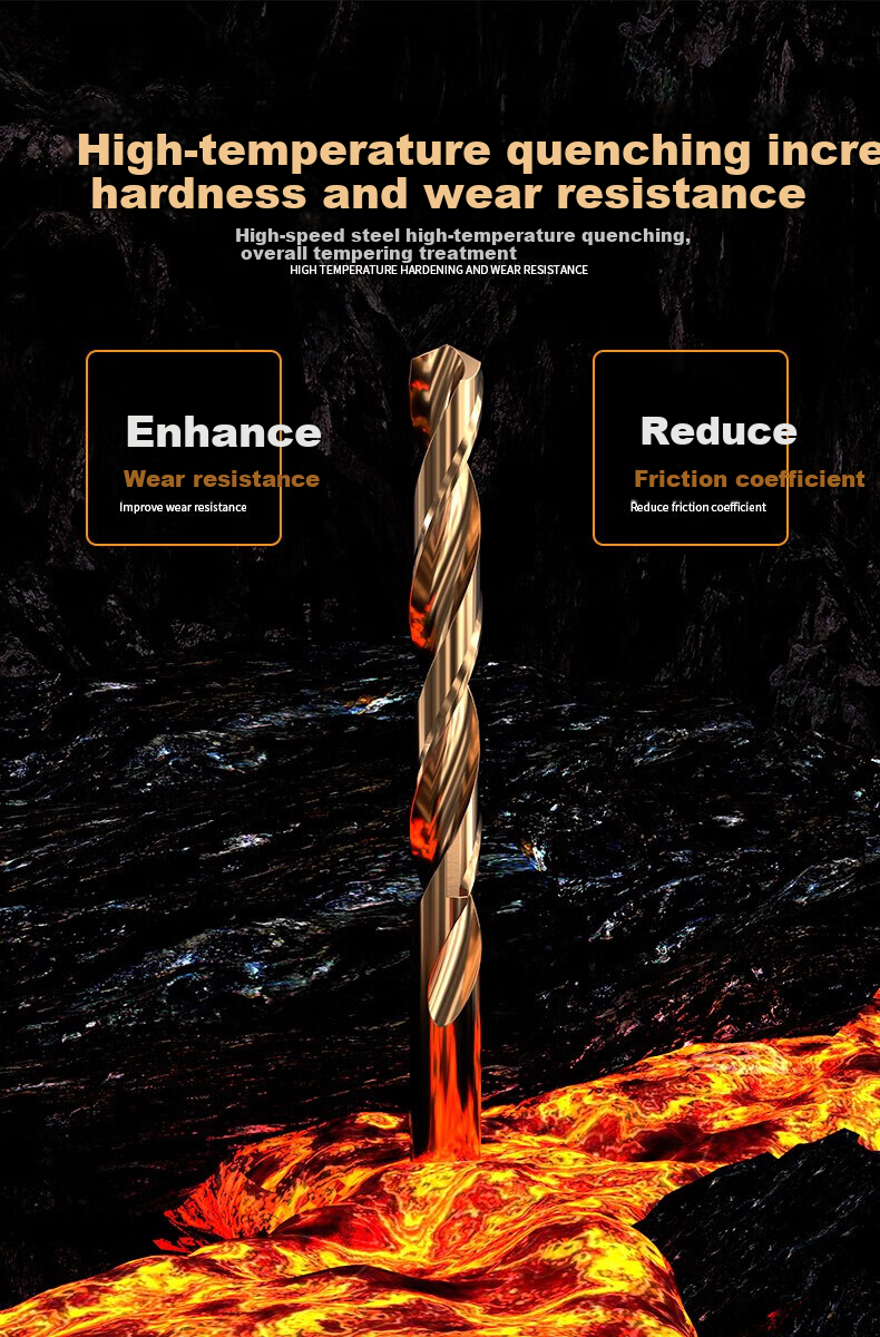 HUHAO M43 Cobalt-Containing Super Hard Twist Drill Bit Set for Drilling Iron, Alloy, And Stainless Steel, Specialized for Electric Hand Drill, 4.5mm 2