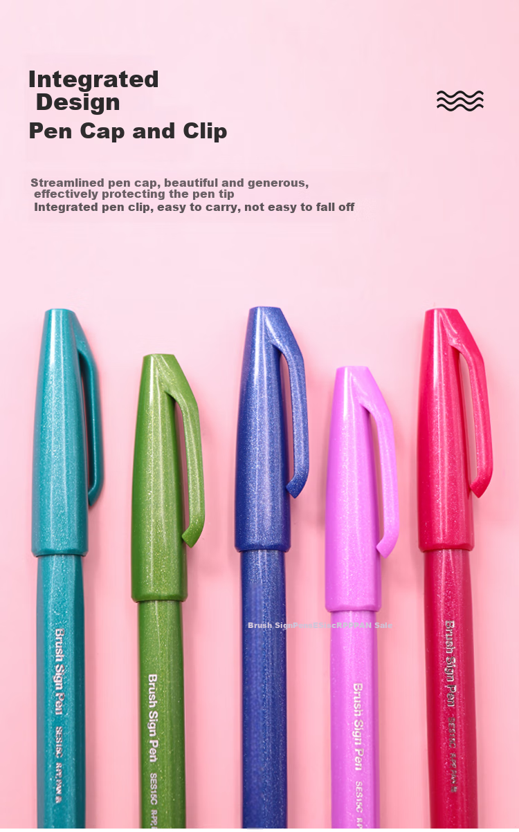 Pentel Colored Soft-Tip Gel Pen, Elastic Tip Water-Based Pen Touch, for Journaling, Letters, And Cards, SES15C Winter Night Blue 5