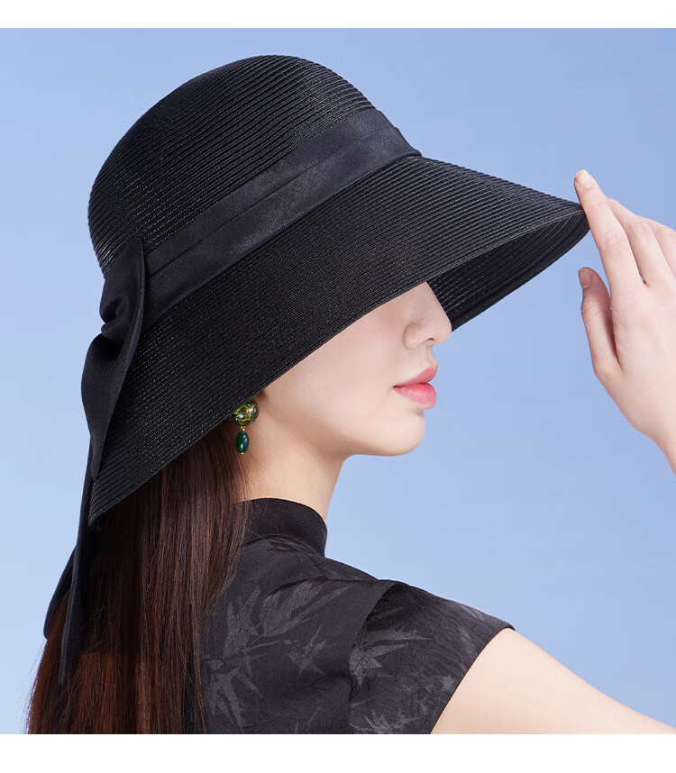 Shanghaigushi Women's Beach Hat, Seaside Sun Protection Hat with Wide Brim, Straw Hat for Travel And Outdoor Activities, Mid-Autumn Festival Gift 11