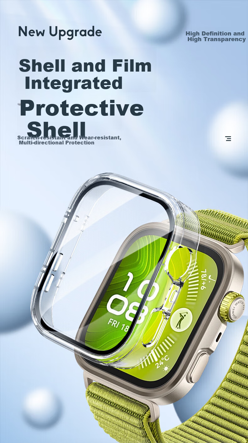 CHENSONG Compatible with Huawei WATCH FIT 4 Watch Case, Integrated Protective Cover, Shockproof And Wear-Resistant Protective Case, Transparent 1