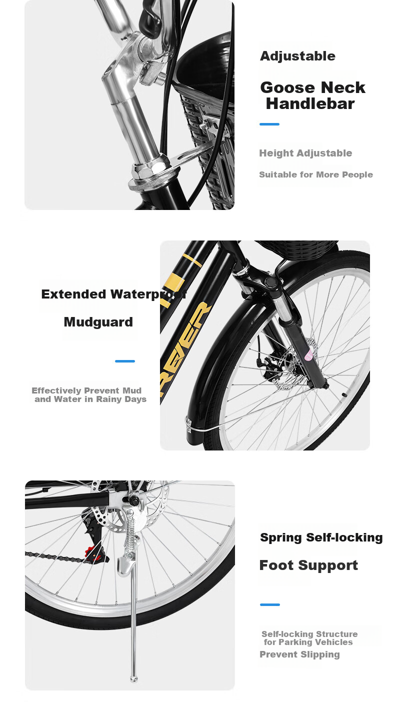 FOREVER City Commuter Bicycle, 26-Inch, 6-Speed, for Men, Women And Teenagers, Urban Leisure, Shopping Bike 15