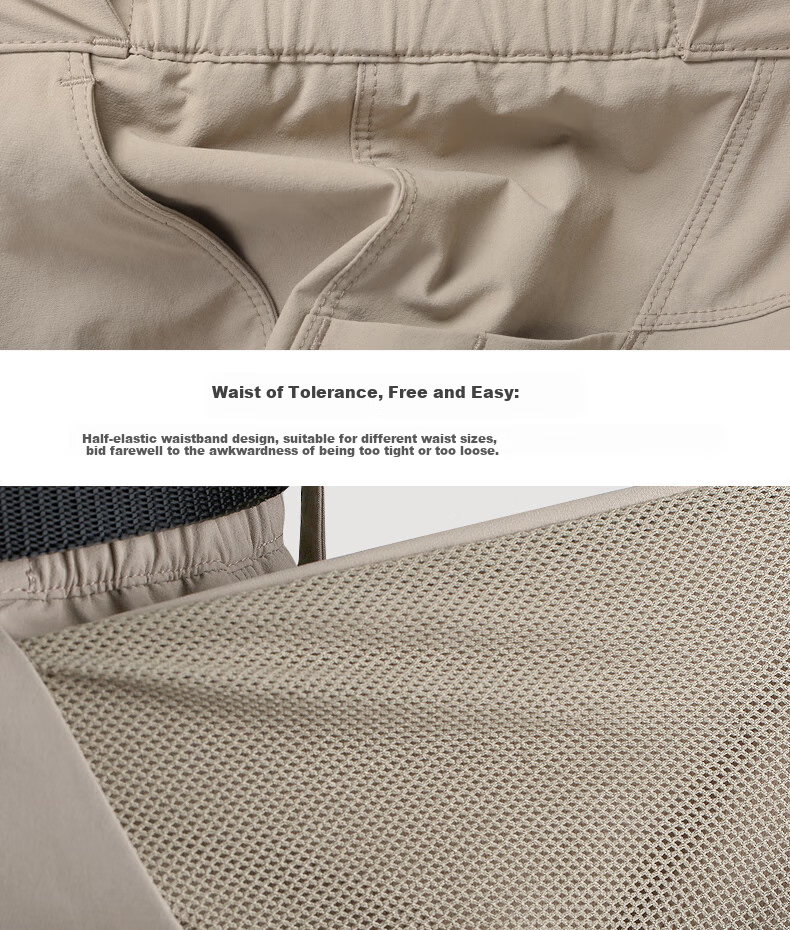 Free Soldier Yanying Spring And Summer Quick-Dry Pants, Teflon Triple Protection, Breathable Men's Sports Pants, Sun Protection UPF50+, Khaki, 38W/30L 26