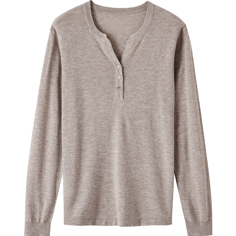 Dme Effortless Comfort Autumn Simple Style V-Neck Three-Button Long Sleeve Knit Sweater for Women