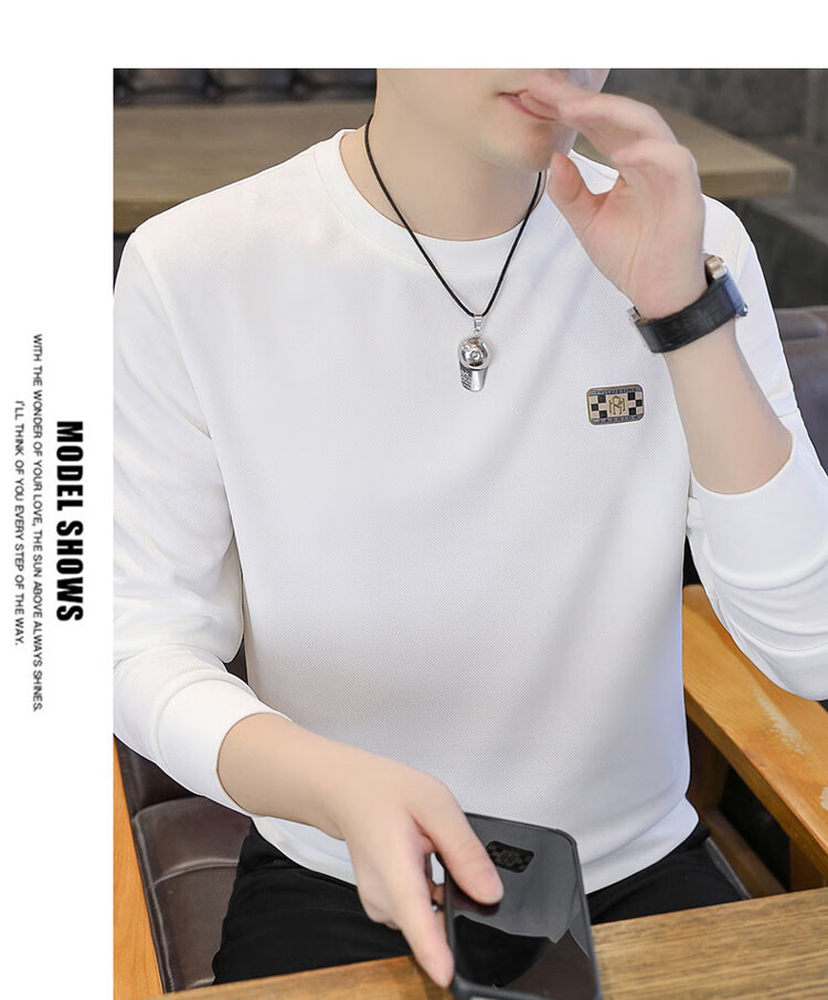 TUCANO Men's Sweatshirt Spring and Autumn Crew Neck Long Sleeve T-Shirt Casual Base Shirt Black L 9