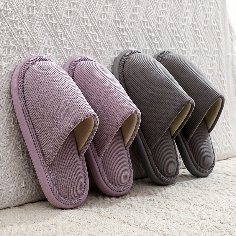 XGGC Home Cotton Slippers Women Spring Autumn Office Indoor Winter Couple Warm Slippers Men Beige 40-41