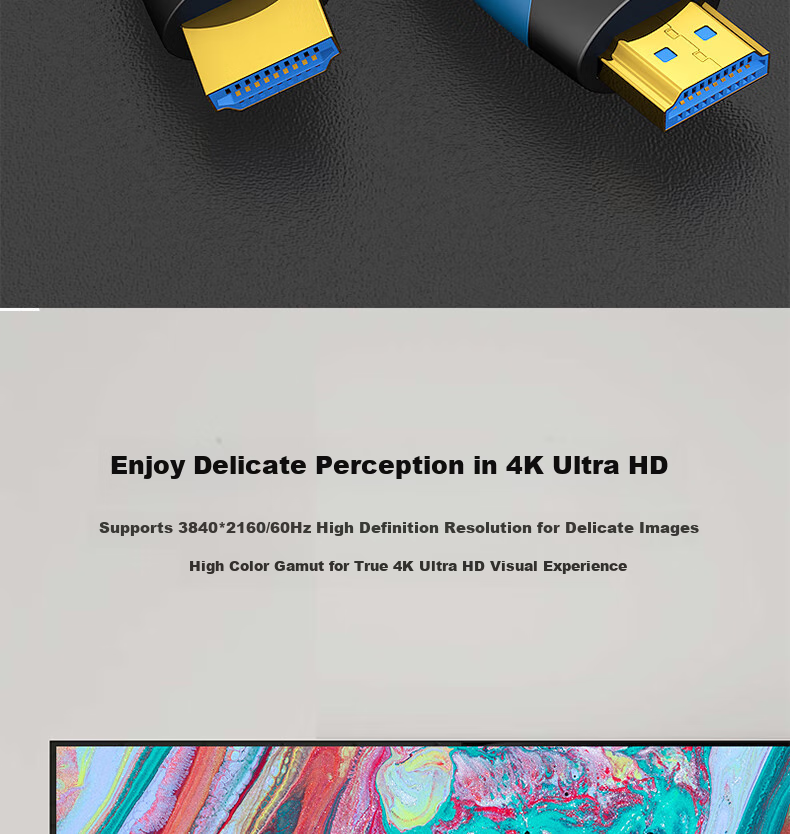 BURLEFRAN HDMI Cable Version 2.0, 4K Digital High-Definition Cable, 3D Video Cable Engineering Grade, Laptop Set-Top Box to TV Projector Monitor Data Cable, 1.5 Meters 2