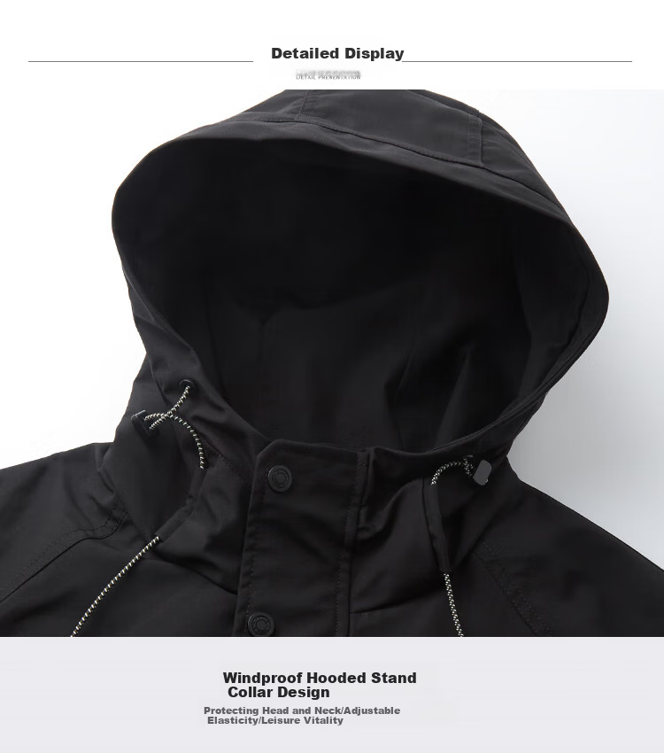FIRS [Sanfang Technology] Lightweight Men's Jacket with Windproof Hood, Outdoor Wear-Resistant Zip-Up Casual Coat 7