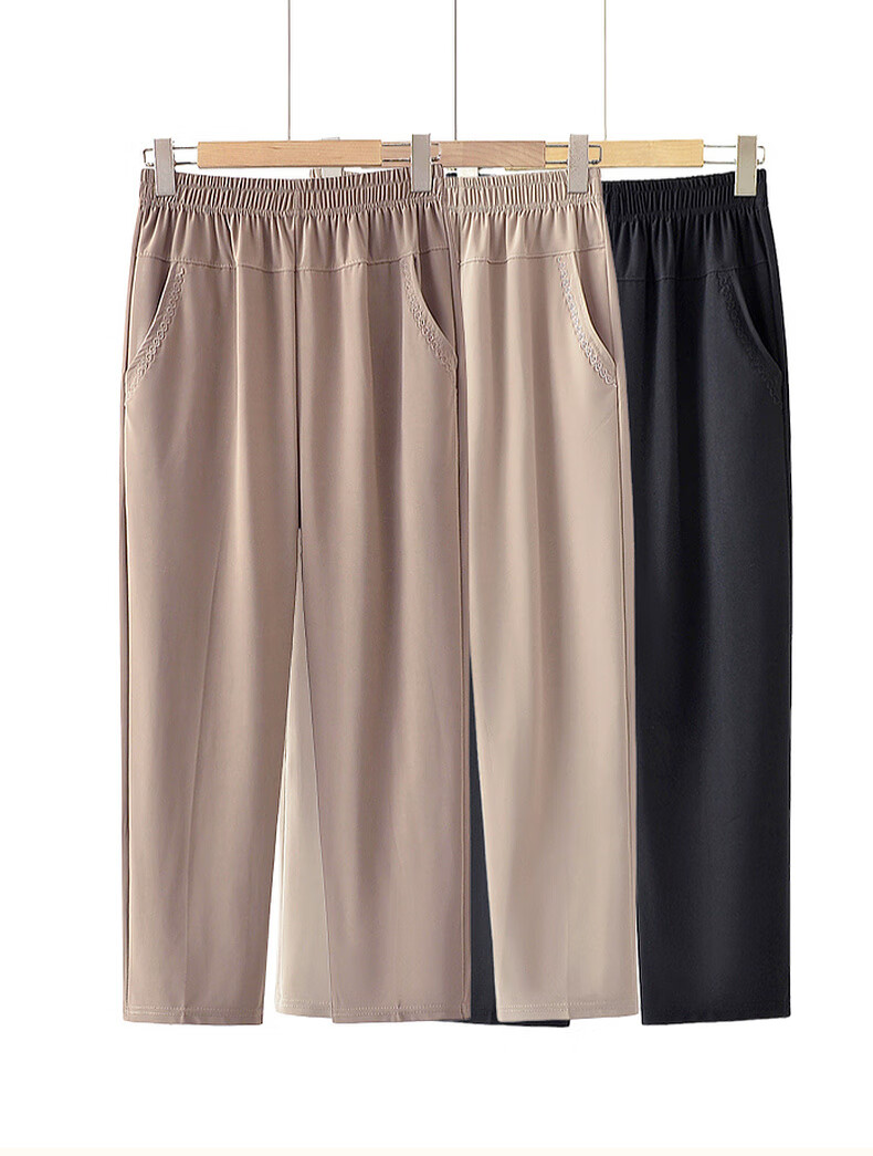 Fengxiao Mom's Thin Summer Ice Silk Grandma Pants Middle-aged and Elderly Women's Loose Fit Nine-point Pants 15