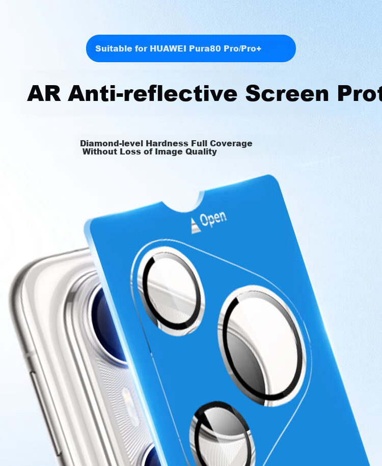 ESCASE [Instant Film Box] Compatible with Huawei Pura80 Pro Lens Protector, Pro+ Rear Camera Protective Film, AR Anti-Scratch Tempered Glass Film, Ultra-Thin Full Coverage Camera Glass Film 1