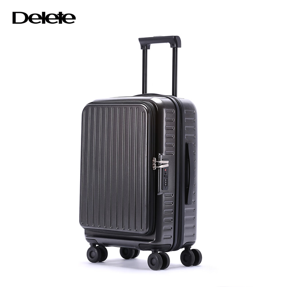 DELETE New Side-Opening Expandable Large-Capacity Suitcase for Women And Men, Carry-On Luggage with Password Lock, Dark Gray, 24 Inches