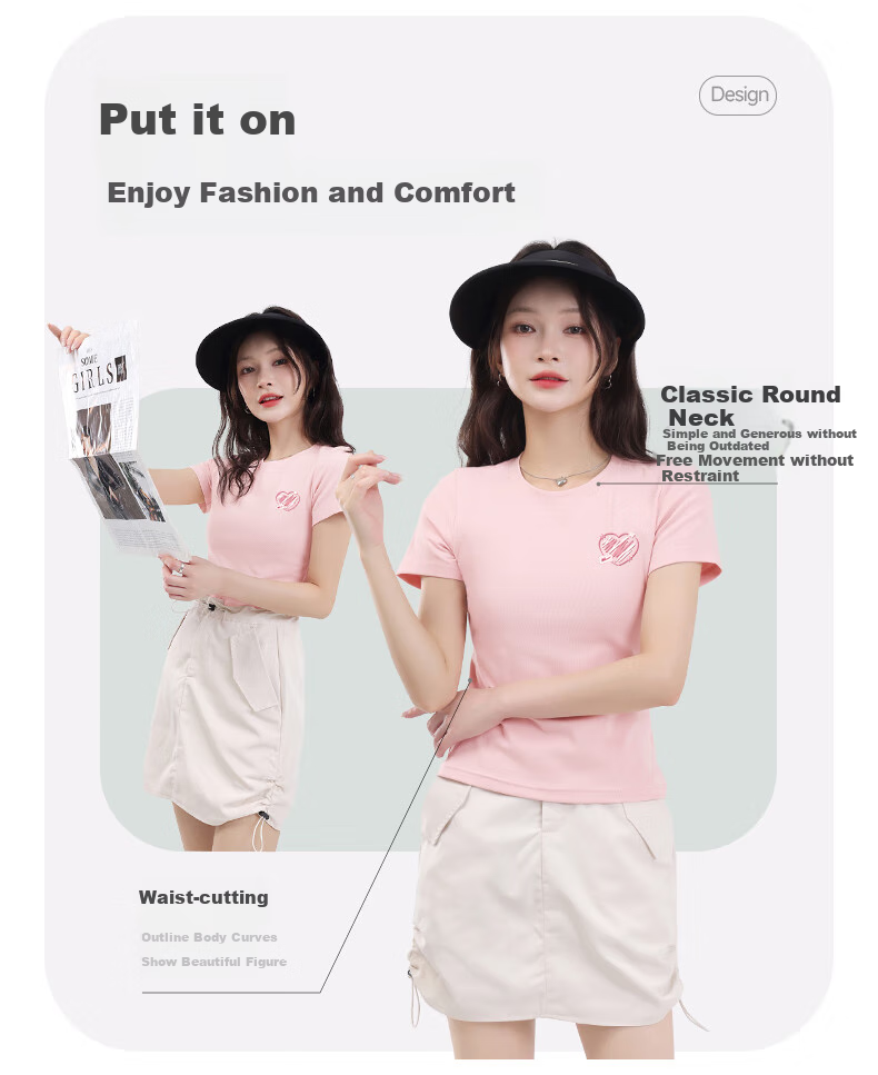 Warrior Women's Slim Fit Short Sleeve T-shirt 2025 Summer Round Neck Tight-fitting Top Fashionable All-match Hot Girl Women's Clothing 2