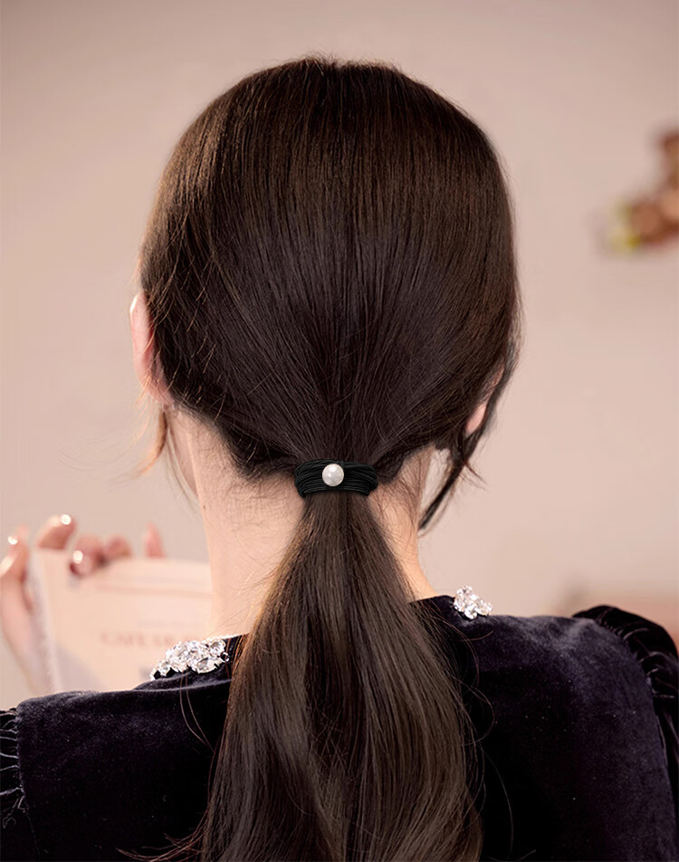 Xiangwan Hair Ties, 6 Pack, Versatile Elastic Hair Bands for Commuting, High Elasticity Beaded Hair Bands, Hair Rings, Rubber Bands, Invisible Hair Ties 2