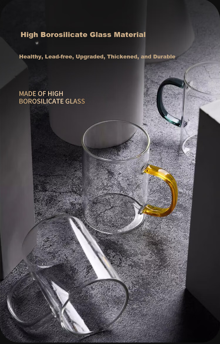 FANKAQI Stylish High-Temperature Resistant Borosilicate Glass Cup Set with Handles for Women's Drinking Glasses 3
