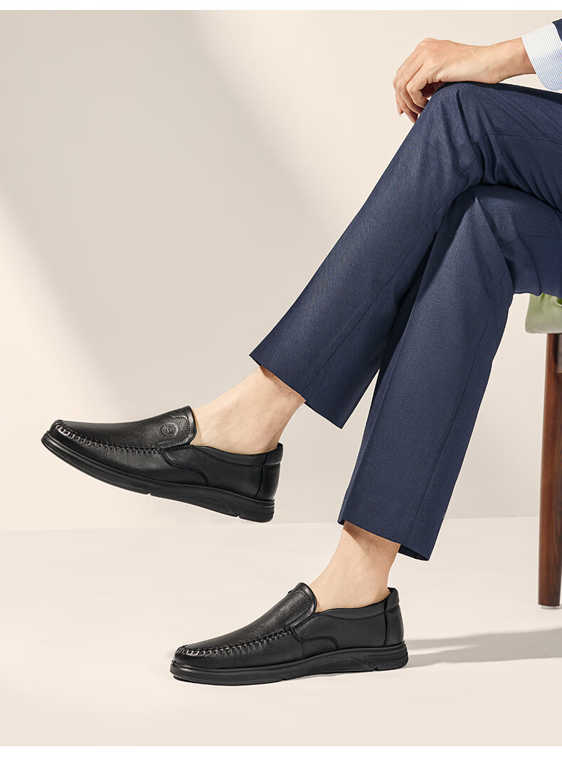 LAORENTOU Men's Formal Business Shoes, Top-Grain Leather Casual Slip-On Driving Dad Shoes LA11079 Black 42 13