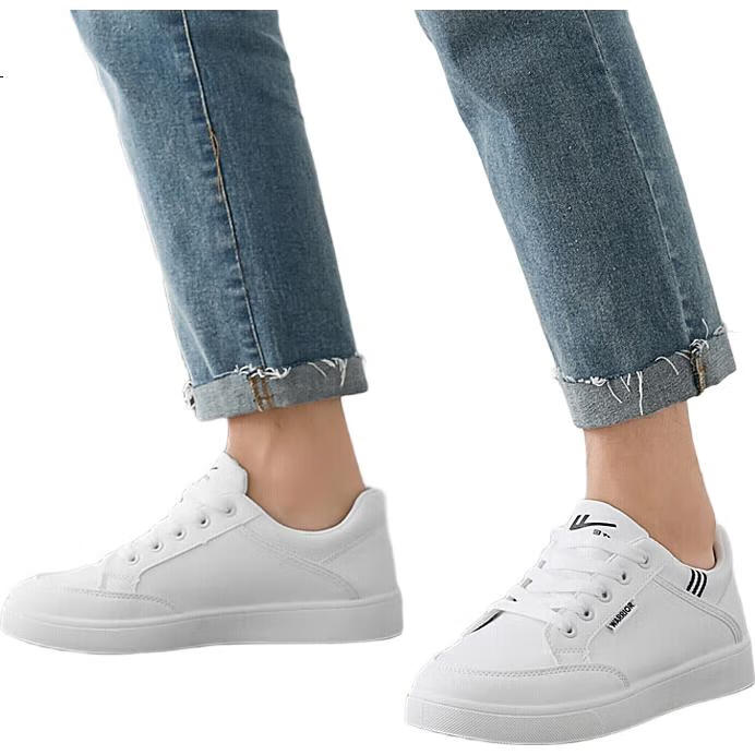 Кроссовки Warrior Casual Shoes for Men, классические белые кеды, универсальные кроссовки для скейтбординга, мужская уличная удобная легкая спортивная обувь, дышащая мужская обувь WXY-L319N Белый и черный размер 42