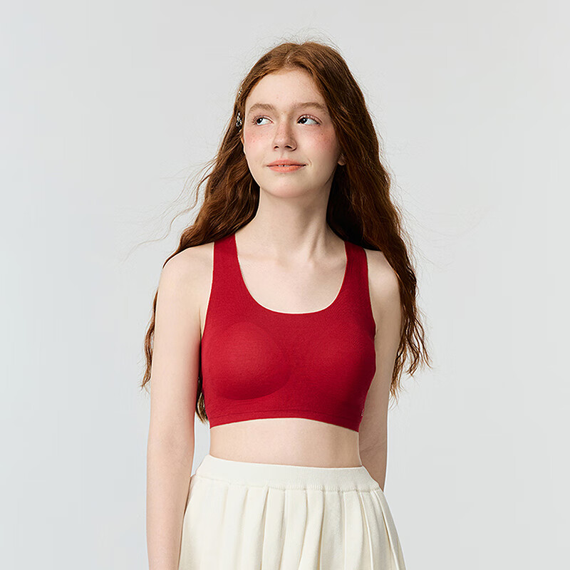 Aimer Teenage Development Bra Little Milk Skin Series New Year Red Youth Sports Bra Three Stages - Lucky Red 165