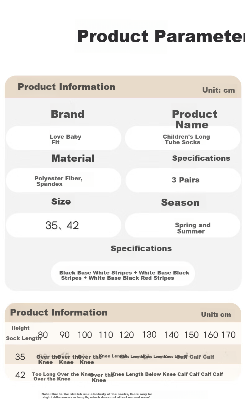 Aibaoshi Children's Socks, Preppy Style Long Socks, Student Soccer Socks, Mid-Calf Socks for Boys And Girls, Over-Knee Socks, 3 Pairs, 35cm T168 9