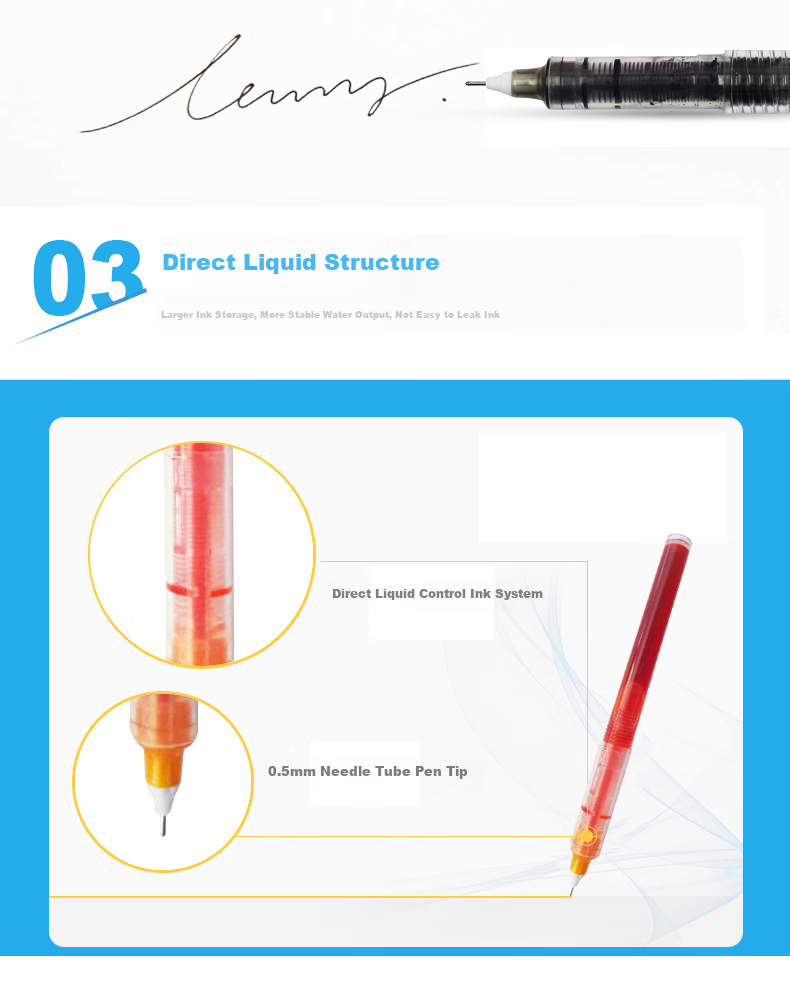 Snowhite X55 Direct Liquid Rollerball Pen with Replaceable Refill, Multi-Color Gel Pen for Students, 0.5mm Black Ink, 12 Pens/Box 5