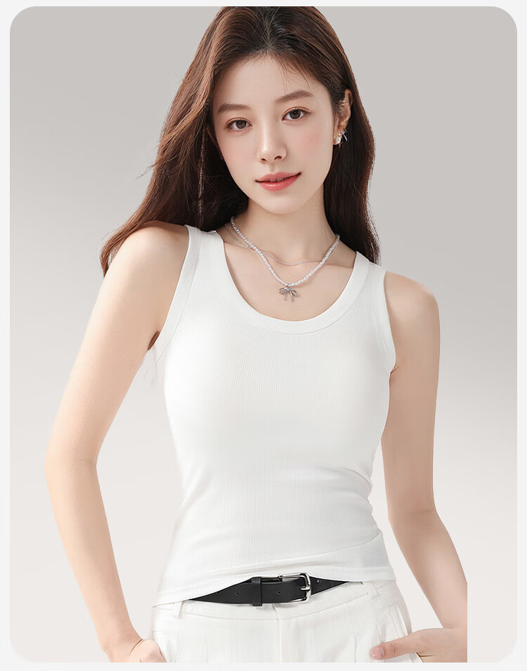 Urban Beauty [Mulberry Silk Moisturizing] Cotton Camisole with Built-in Bra Pad, Side Coverage, Antibacterial, Wearable as Outerwear or Innerwear for Women 16