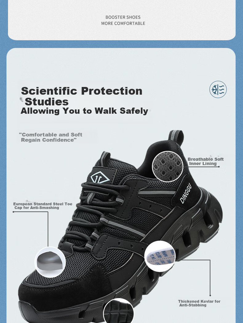 Dinggu Safety Shoes for Men, Steel Toe Anti-Smashing And Puncture-Resistant Work Boots, Lightweight All-Season Construction Site Footwear 1109HEIW38 3