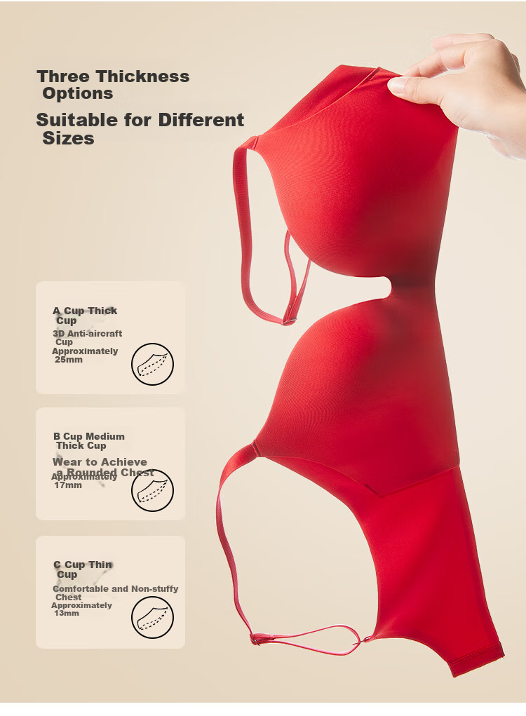Dushiliren Zodiac Year Lingerie Set for Women, New Year Red Bra Gift Box, Seamless Wireless Push-Up Bra + 2 Panties 4