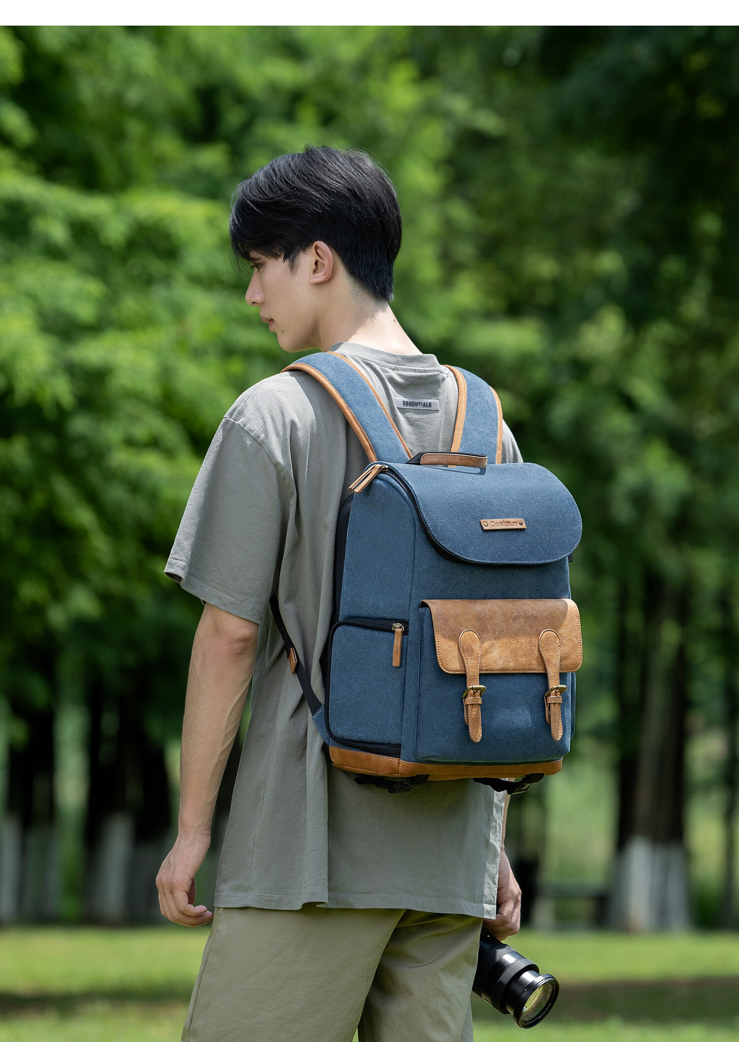CWATCUN Vintage Camera Bag, Double Shoulder Photography Backpack with Separate Compartments for Top And Bottom, Scratch-Resistant, Wear-Resistant, Large Capacity, Waterproof Photography Bag, Portable Bag 13