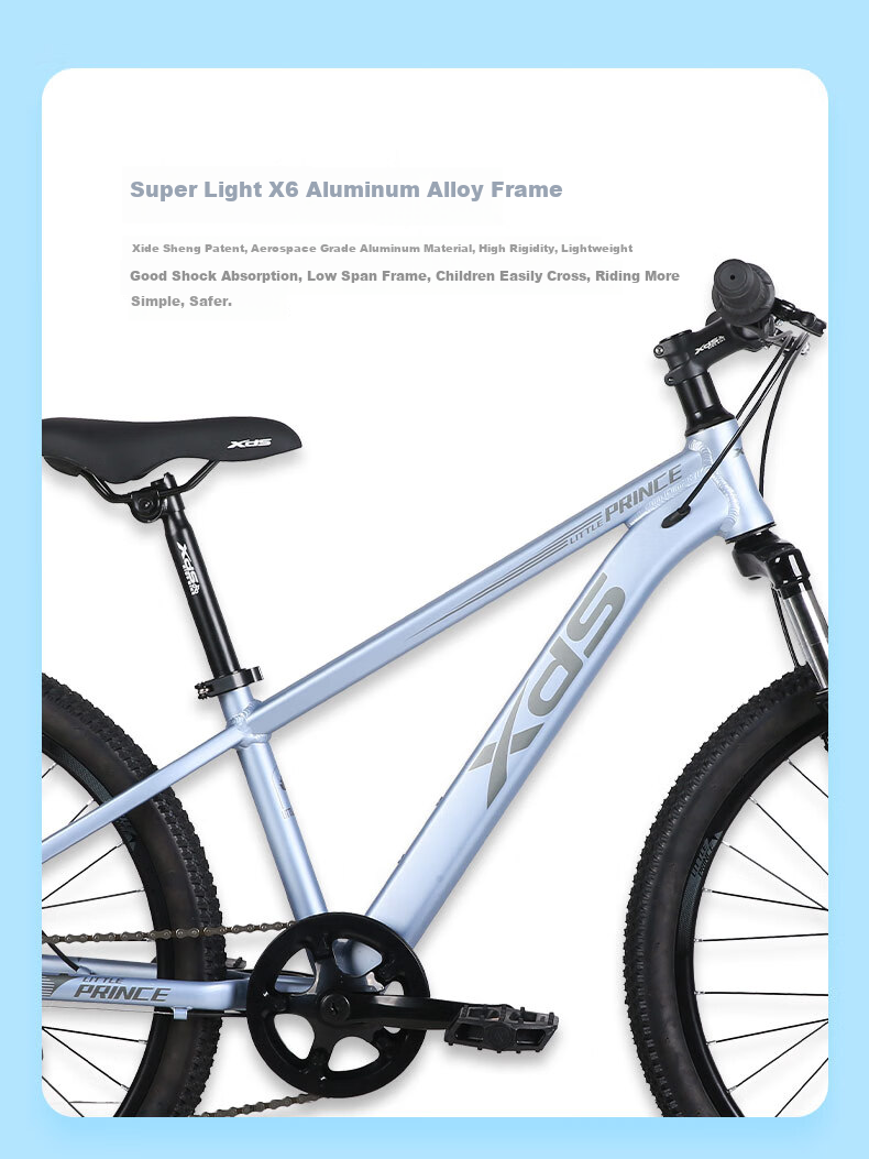 Xds Children's Bicycle, Little Prince Gears Bike, 7-Speed Youth Student Commuter Sports Cycling Bicycle, Blue And Silver Color 2