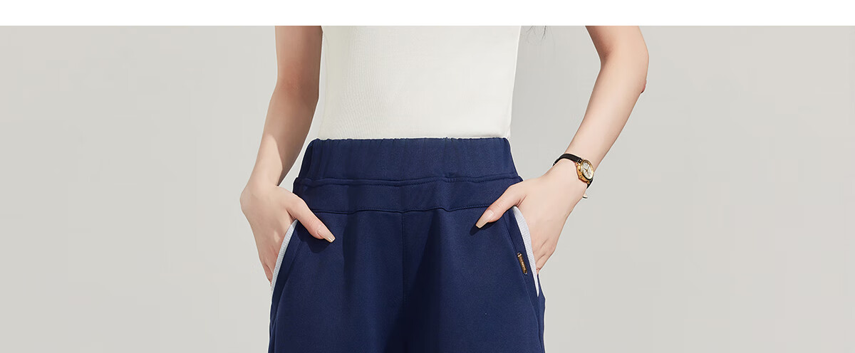 PinCai Women's Sports Pants Simple Solid Color Loose Straight Leg Elastic Waist Casual Pants P12KK5812 27