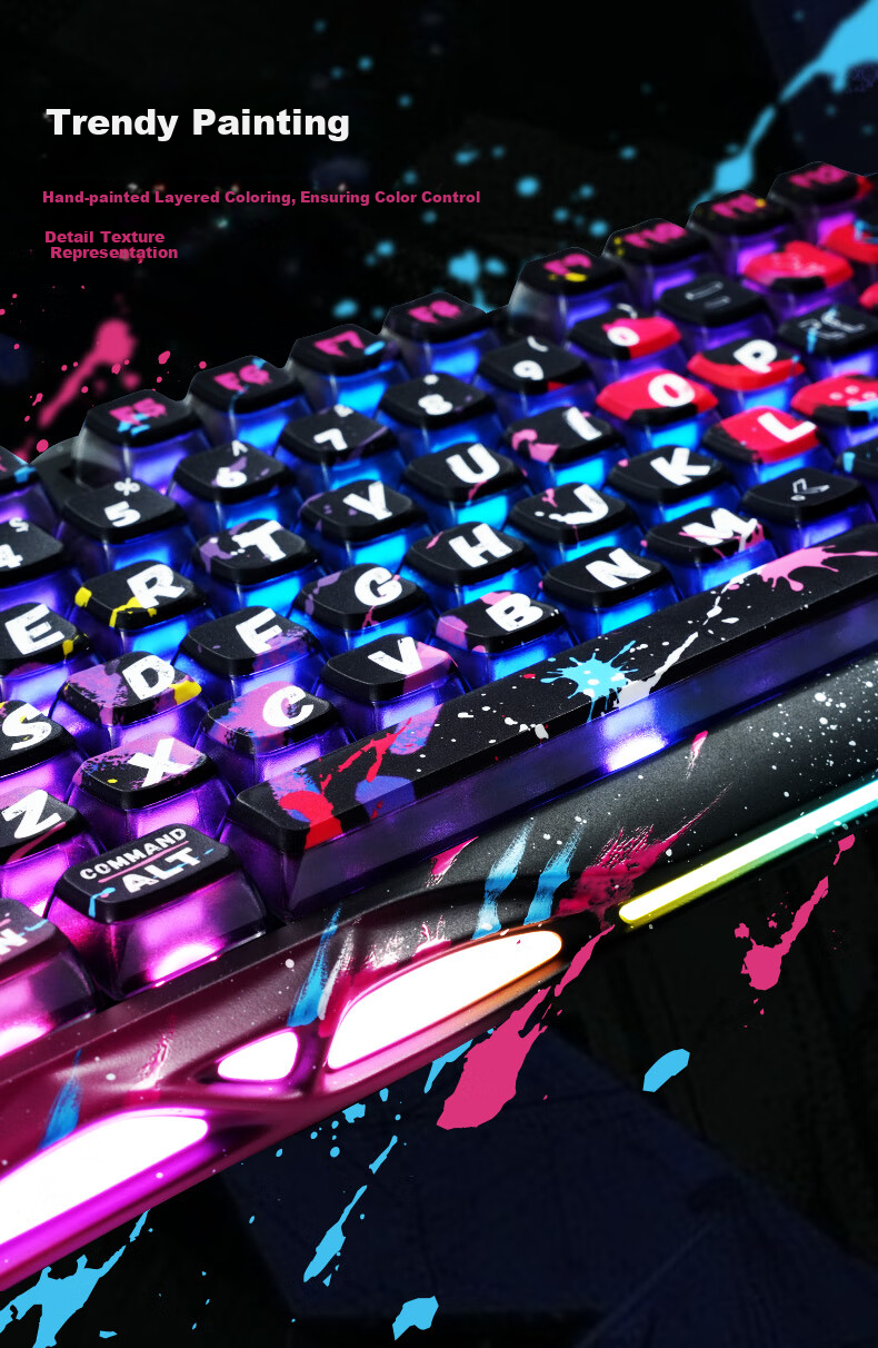 GravaStar W75 Magnetic Switch Keyboard, E-Sports Gaming Mechanical Keyboard, Customizable Wired Single-Mode Aluminum Block Keyboard for VALORANT, W75 PRO Neon District 3