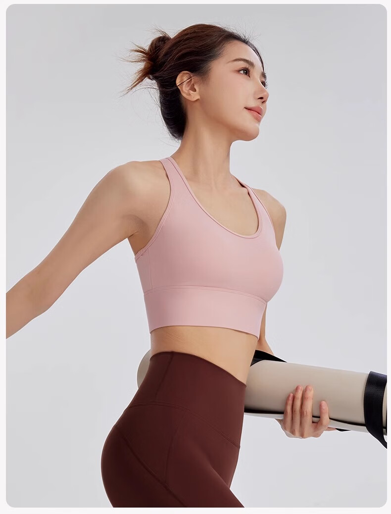 NEVER ME Sports Bra, Shock-Absorbing, High-Impact Fitness Training Yoga Sports Vest with Chest Pads, Beautiful Back Design, Side Support, White 16
