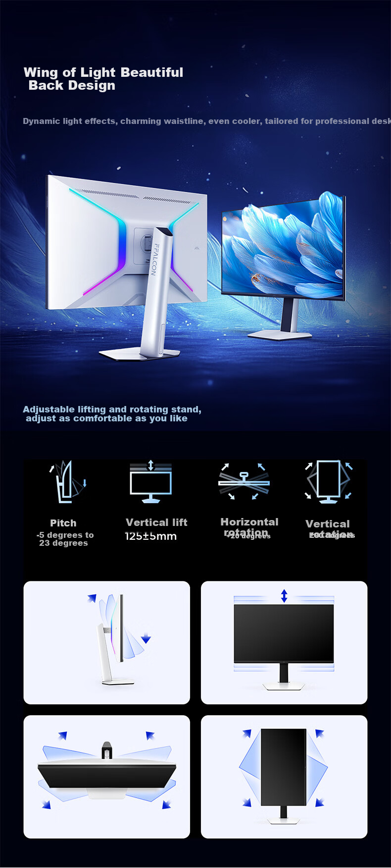 FFALCON 31.5-Inch 4K 165Hz 1400 Zone QD-MiniLED High Refresh Rate Gaming Monitor, Type-C 90W, Office Computer Display R32U81 5