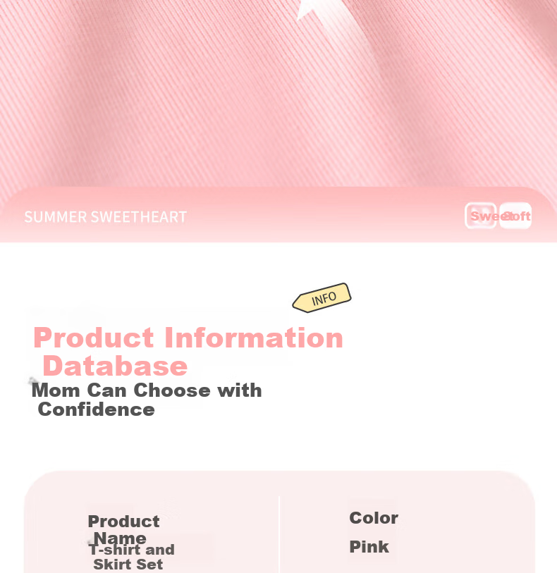 Badibadi Children's Clothing Skirt, 2026 New Summer Style, Infant And Toddler Baby Set, Short-Sleeve T-Shirt, Cotton-Feel Casual Vest, Short Skirt 12