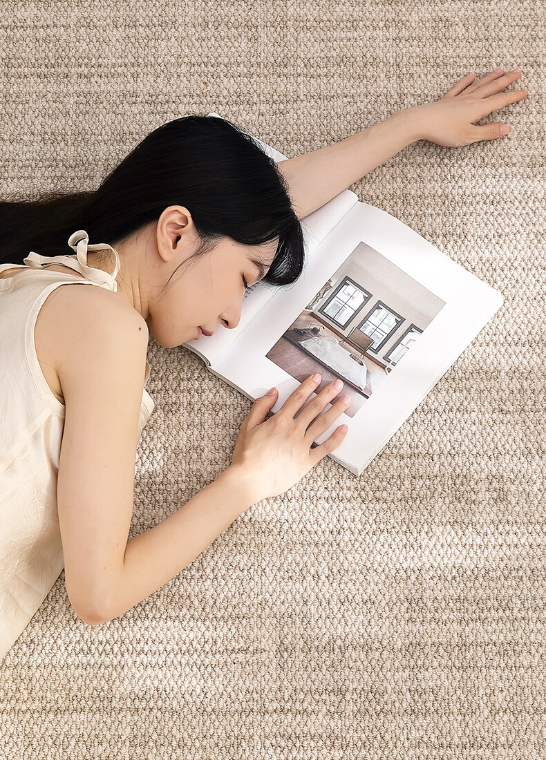 Dajiang Bedroom Bedside Rug, Wool Light Luxury High-End Feel, End-Of Rug, Round Front Carpet, 150x150cm 6