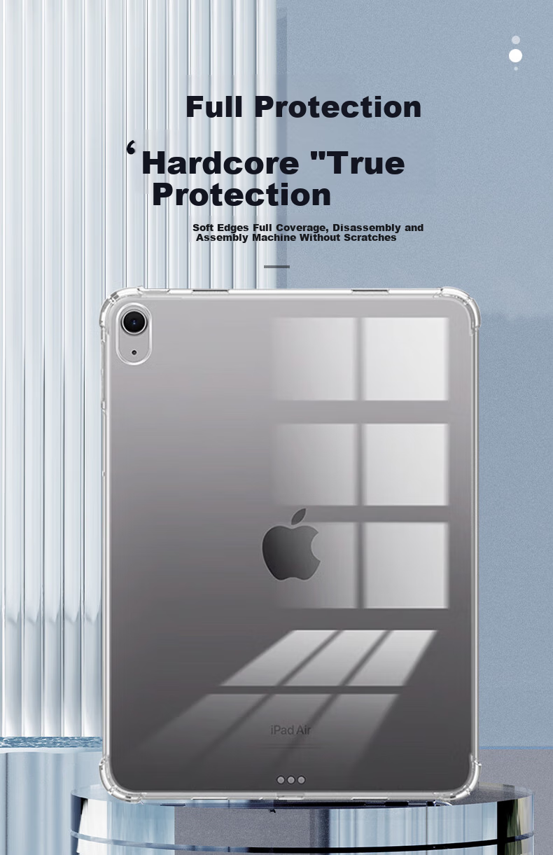 Freeson Compatible with Apple IPad Air 13-Inch M4 Chip 2026 New Model Tablet Case, 25/24 Air Cushion Anti-Collision Full Protection Crystal Clear Soft Shell, Transparent 2