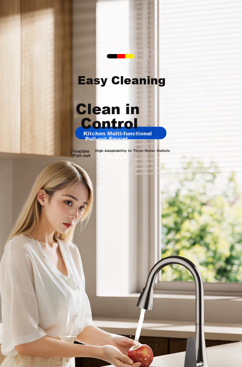 HOMK [Germany] Kitchen Faucet, Hot And Cold Vegetable Washing Sink, Pull-Out Faucet, Extendable Dishwashing Sink Faucet 1