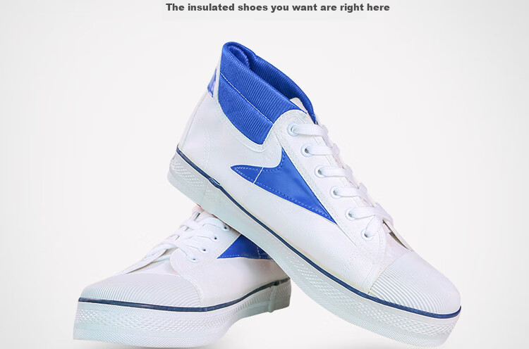 AN QUAN PAI Canvas Safety Shoes, 15KV Electrical Insulation Rubber Shoes, Anti-High And Low Voltage Labor Protection for Men And Women Z015(A) White Size 42 11